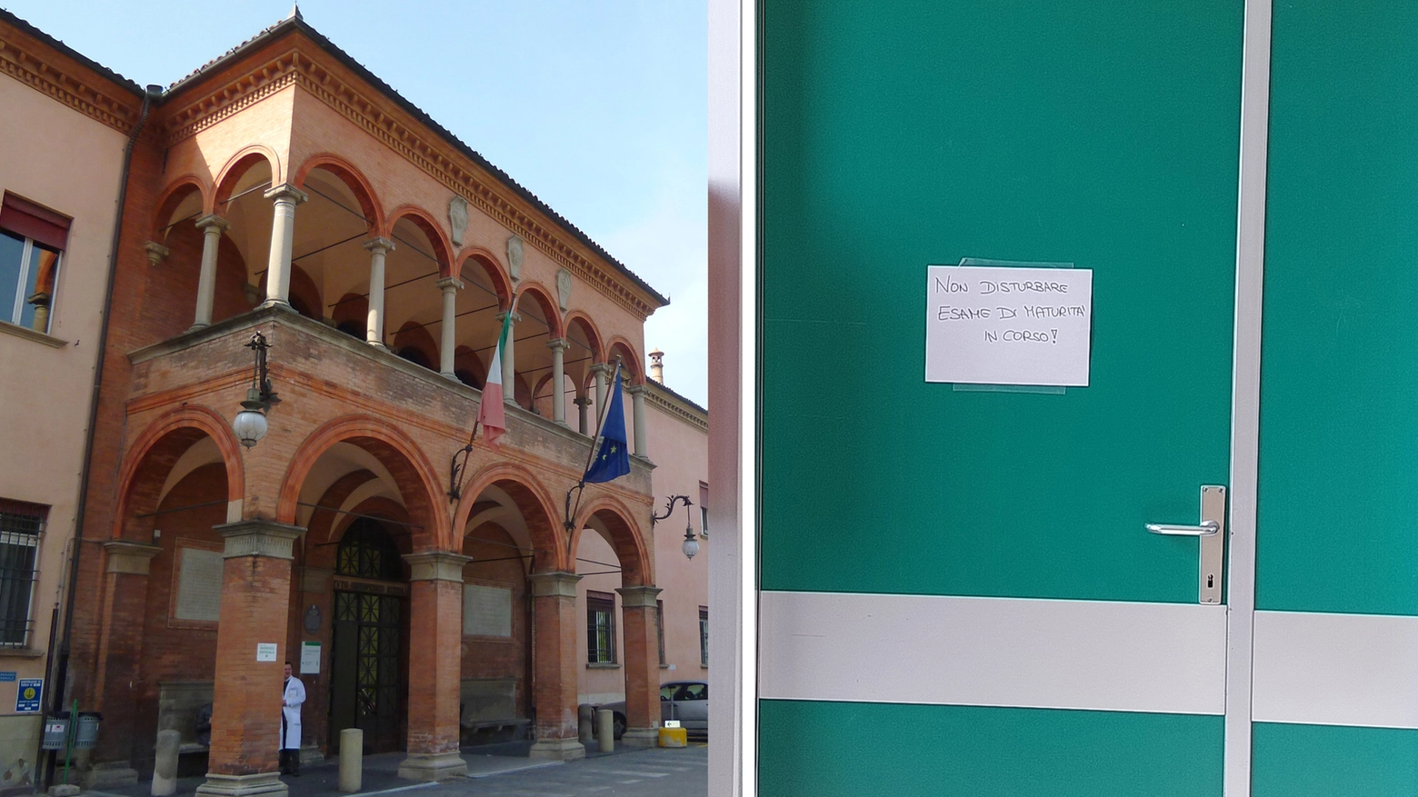 La 18enne Giulia ha affrontato l'esame di Maturità dalla sua stanza dell'ospedale Rizzoli di Bologna; a lato il foglio affisso sulla porta "Non disturbare"