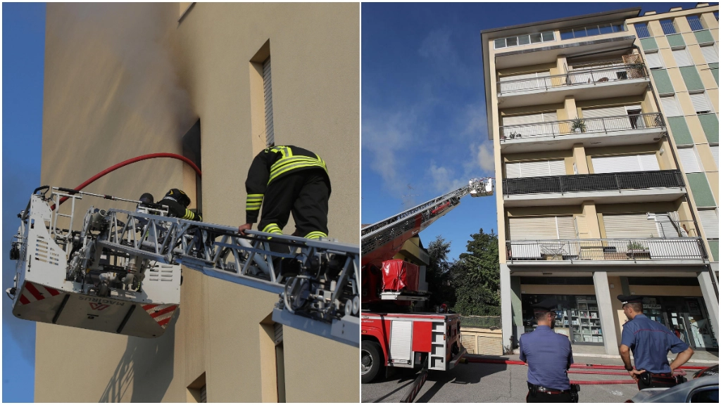 L’intervento dei vigili del fuoco, nella mattinata di giovedì, nella palazzina di via Aniene, a ridosso del centro