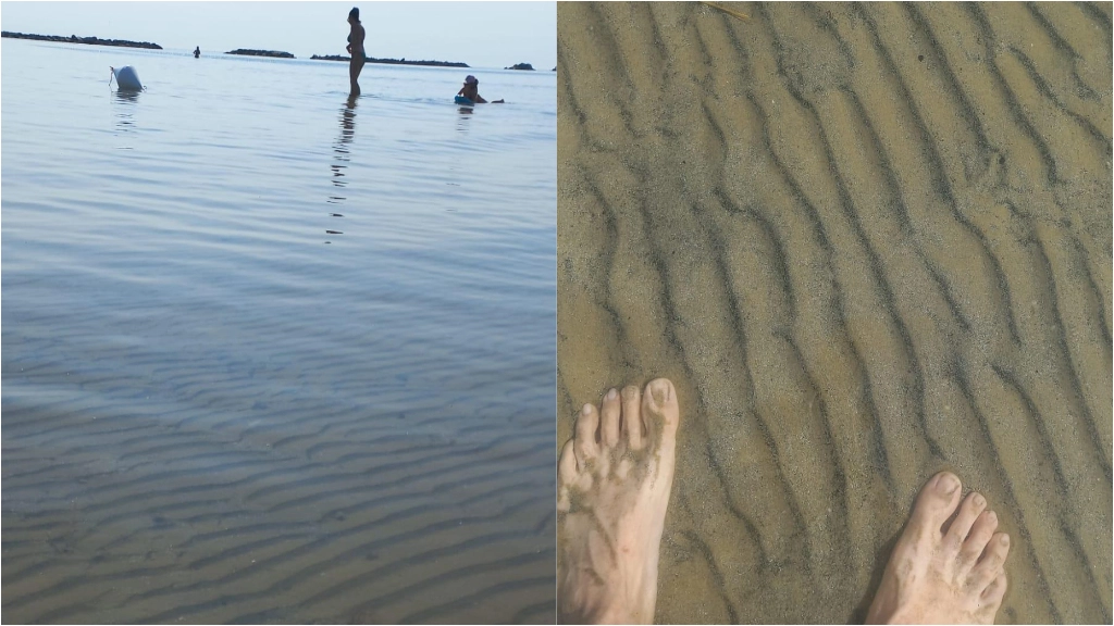 La bassa marea e l'acqua trasparente a Cesenatico venerdì 28 giugno 2024