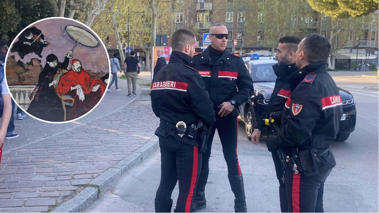 L’uomo ha presentato denuncia ai carabinieri di via Alberoni (repertorio). Nel tondo un dipinto di Nino Caffè