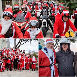 Il vescovo di Rimini alla sfilata dei Babbi Natale in moto